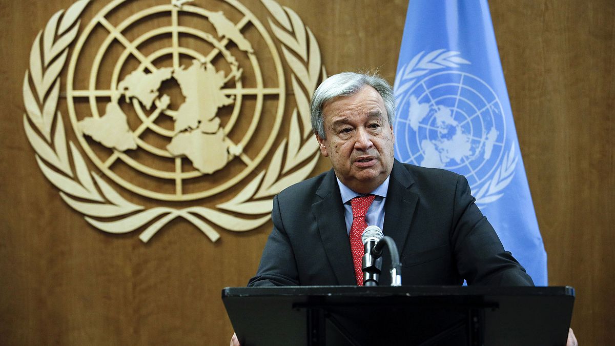Image: United Nations Secretary-General Antonio Guterres addresses the medi