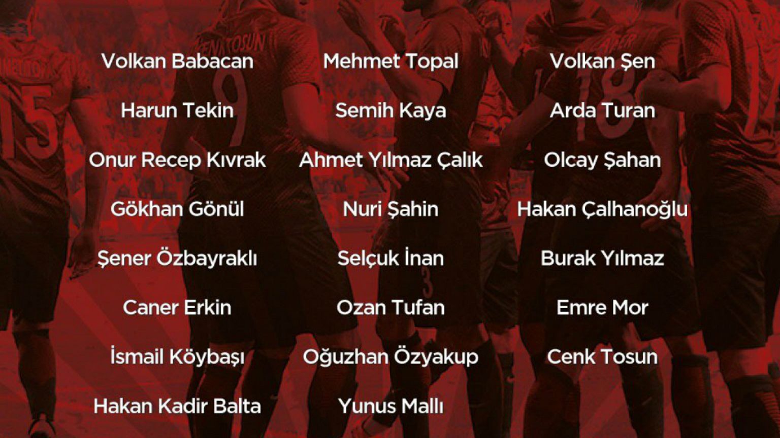 A Milli Takım'ın Euro 2016 kadrosu belli oldu