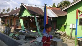 Image: A collapsed house following an earthquake in Donggala, Central Sulaw