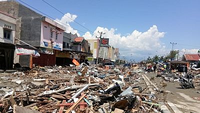 Debris from the tsunami in Palu, Indonesia.