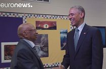 Obama meets 108-year-old grandson of slave in Indiana