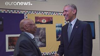 Obama meets 108-year-old grandson of slave in Indiana