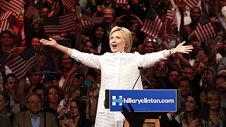 Clinton celebra su candidatura a la presidencia de EE.UU.