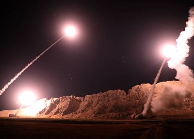 Iran launched missiles targeting militants in eastern Syria on Monday.