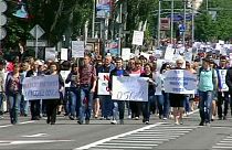 Донецк: митинг против вооружённой миссии ОБСЕ в Донбассе