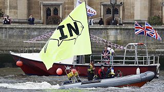 رویارویی قایقها در رودخانه لندن، یک هفته مانده به همه پرسی