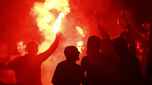 Euro 2016: England and France supporters face off in Lille Euro 2016: England and France supporters face off in Lille