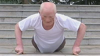 Fitness fanatic, 79, shows off his strength