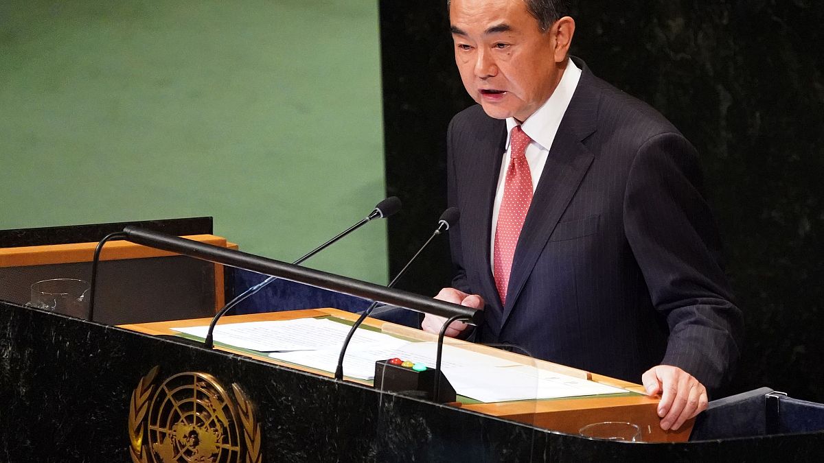 Image:Chinese Foreign Minister Wang Yi speaks during the General Debate of 
