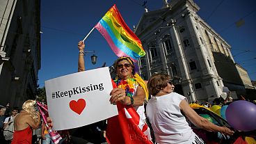 Thousands march at gay pride parade in Portugal
