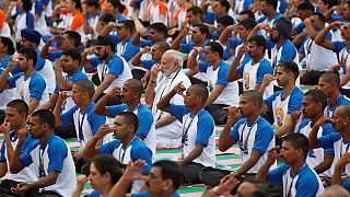 PM Modi bends over backwards to mark International Yoga Day