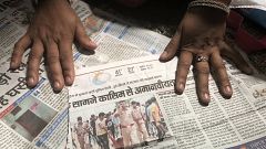 Image: A newspaper clipping featuring an image of Qasim Qureshi's lynching