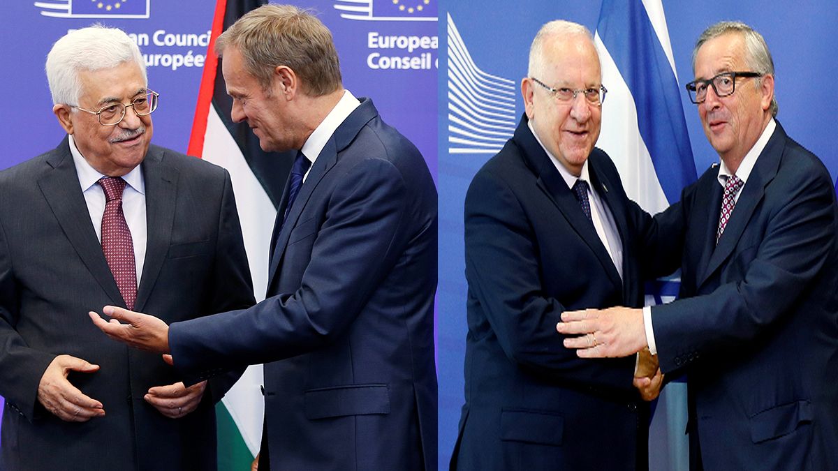 Accusations fly as Abbas and Rivlin hold separate talks with EU leaders in Brussels