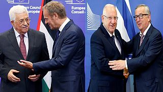 Accusations fly as Abbas and Rivlin hold separate talks with EU leaders in Brussels