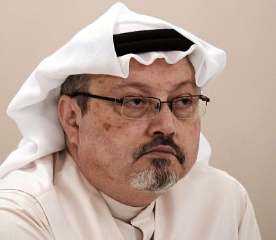 General manager of Alarab TV, Jamal Khashoggi, during a press conference in the Bahraini capital Manama.