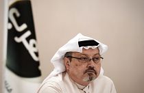 Image: General manager of Alarab TV, Jamal Khashoggi, looks on during a pre