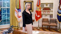 Image: UWhite House adviser Ivanka Trump listens during a meeting between U