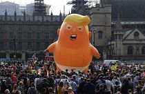 Image: Baby Trump Blimp protest in parliament square in London