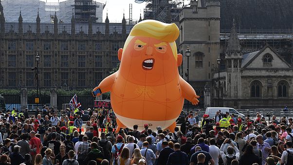 Image: Baby Trump Blimp protest in parliament square in London Image: Baby Trump Blimp protest in parliament square in London