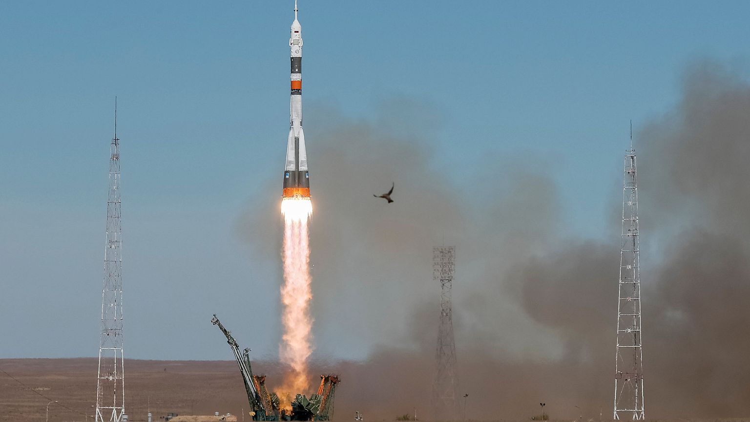 Image: The Soyuz MS-10 spacecraft carrying the crew of astronaut Nick Hague