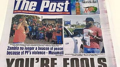 Zambia's ruling party owes closed newspaper for political ads