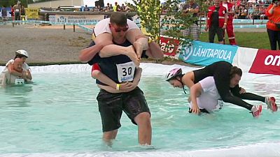 Wife carrying world championship in Finland