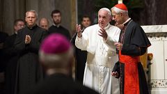 Image: Pope Francis speaks with Cardinal Donald Wuerl during a midday praye