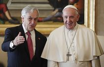 Chile's President Sebastian Pinera meets Pope Francis during a private audi