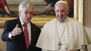 Chile's President Sebastian Pinera meets Pope Francis during a private audi