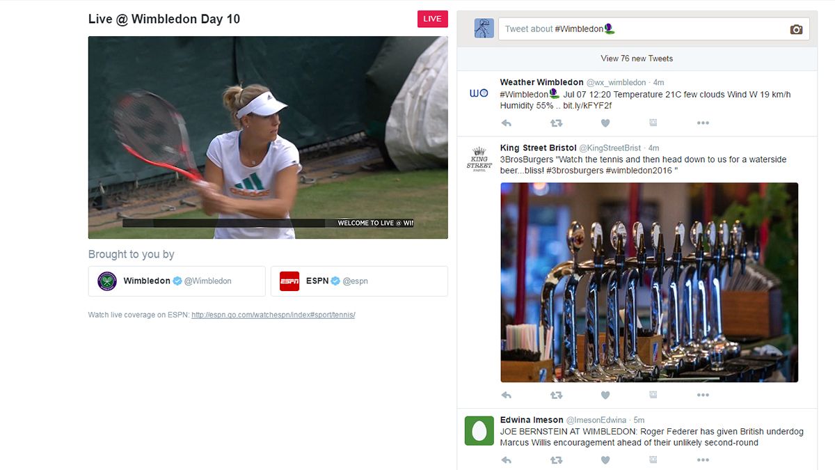 Sport en streaming : Twitter s'échauffe à Wimbledon