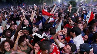 Euro 2016: supporters celebrate at the Champs-Elysées
