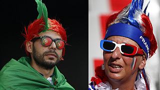 Begeisterte Fans aus Frankreich und Portugal vor dem Finale