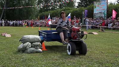 Rusya'da inek gübresi fırlatma festivali