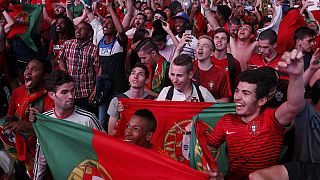 Portugal fans celebrate in Paris after EURO final