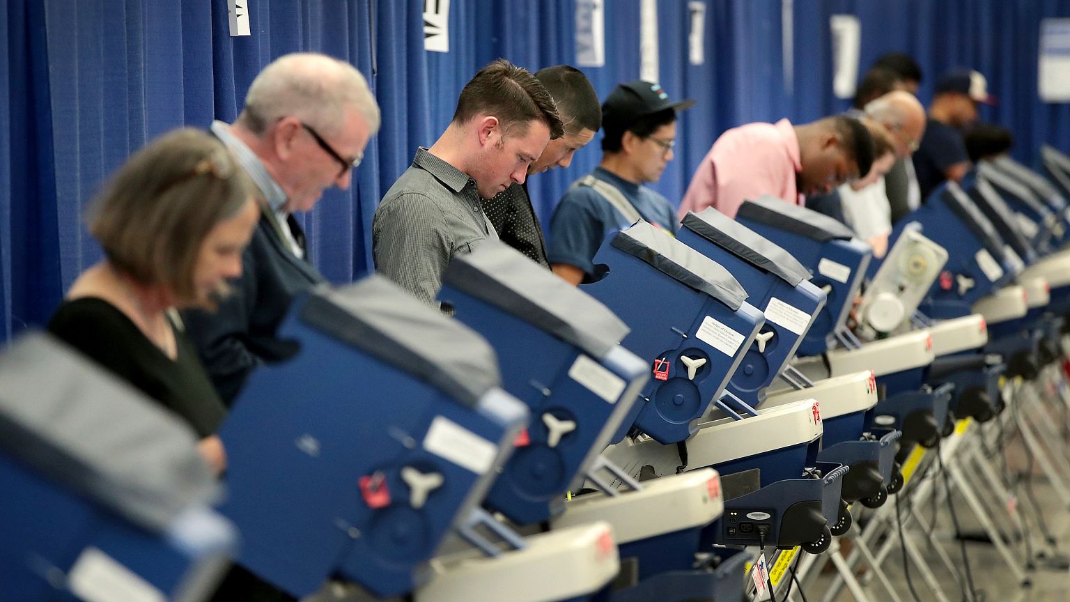 Residents cast ballots for the November 8 election at an early voting site 
