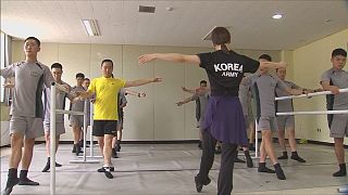 South Korean soldiers swap their military boots for ballet shoes