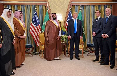 President Donald Trump and Saudi Deputy Crown Prince Mohammad bin Salman al-Saud in Riyadh on May 20, 2017.