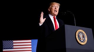 Image: U.S. President Donald Trump during a campaign rally in Mosinee, Wisc