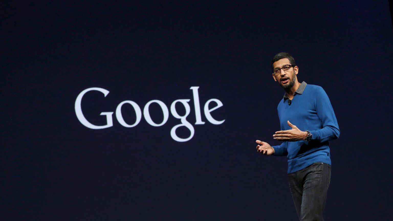 Image: Sundar Pichai, Senior Vice President for Products, delivers his keyn