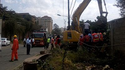 [Photos] Kenya wall collapses, three feared trapped