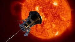 Artist's concept of the Parker Solar Probe spacecraft approaching the sun.