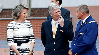 Belgium's King Philippe and Queen Mathilde visit Charleroi attack site
