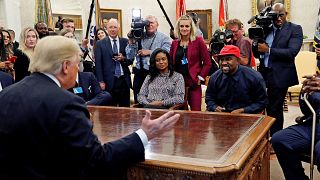 Image: President Trump speaks during a meeting with rapper Kanye West and o