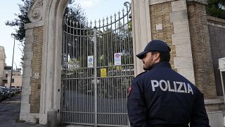 Image: Police guard the Apostolic Nunciature, the Vatican's embassy to Ital
