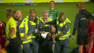 Masked intruder attacks Swedish goalkeeper during top flight game