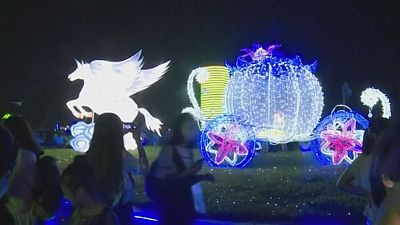 China: The light shows in the World Landscape Art Exposition Garden in Jinzhou City