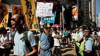 Hong Kong rally against ban on pro-independence election candidates