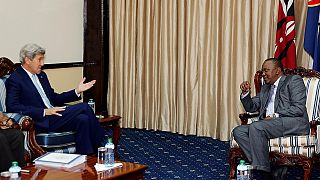 U.S. Secretary of State John Kerry meets with Kenyan political leaders
