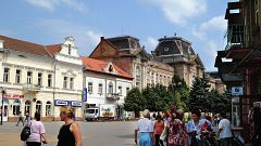 Image: A street scene in Berehove, Ukraine