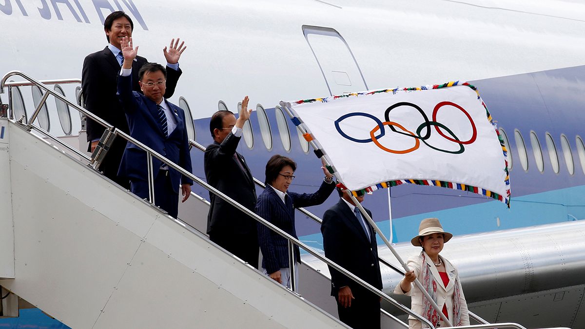 The Olympic flag arrives in Tokyo